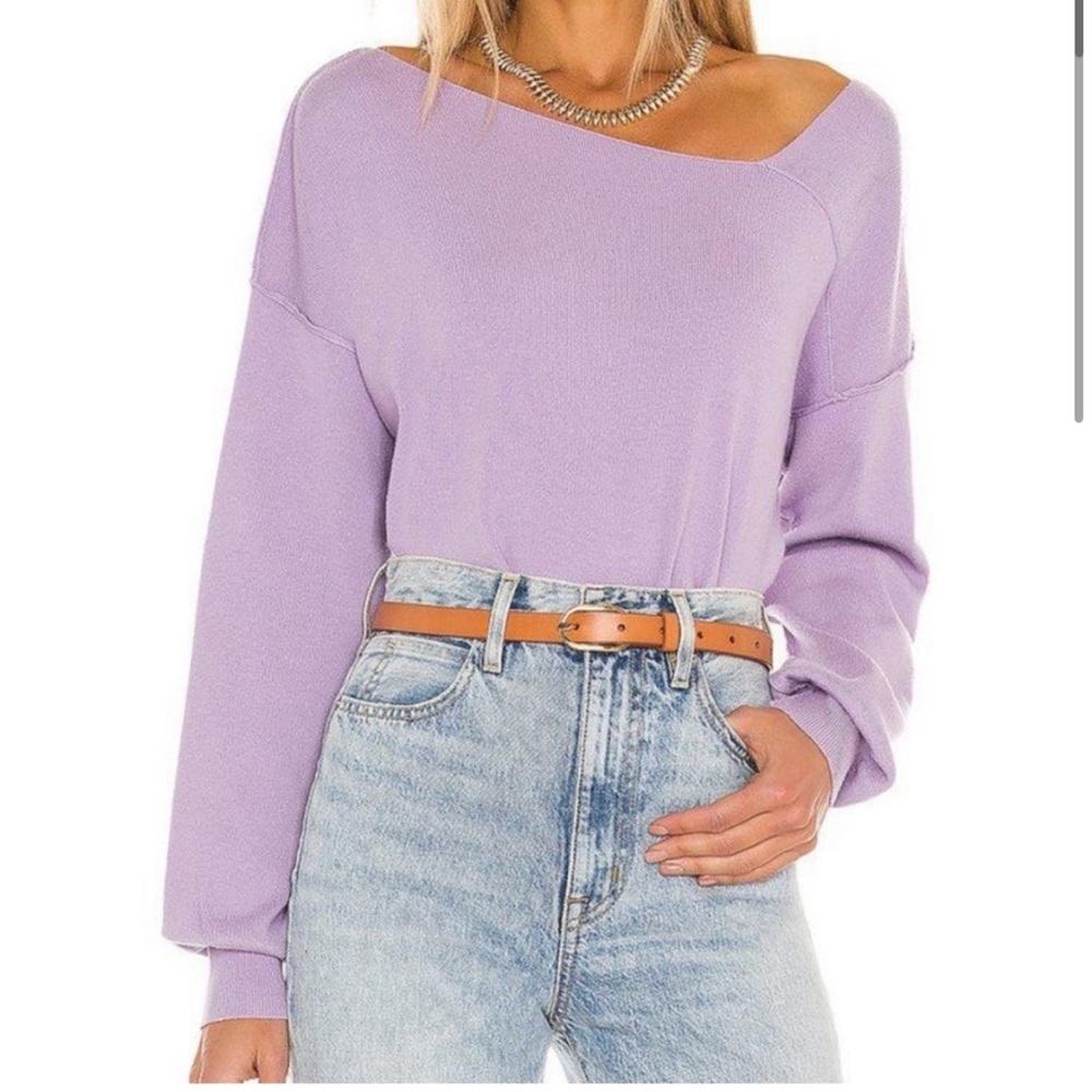Line & Dot - Favorite Off Shoulder Sweater in Lilac